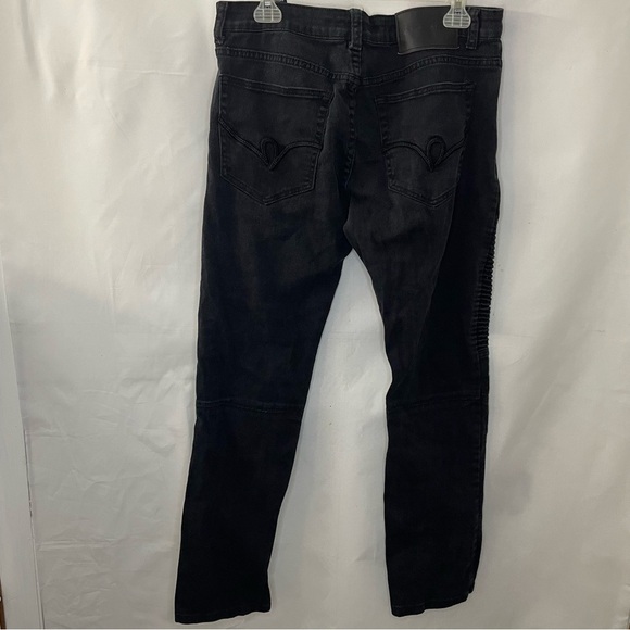 Black Denim Biker Jeans - Picture 2 of 7